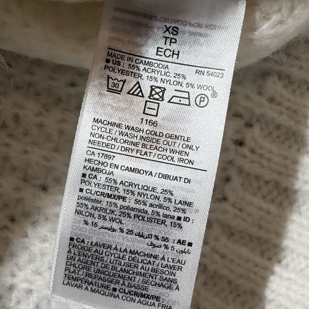 Old Navy Knit Turtleneck Sweater XS Winter White Chunky Preppy Oversized - Picture 5 of 9